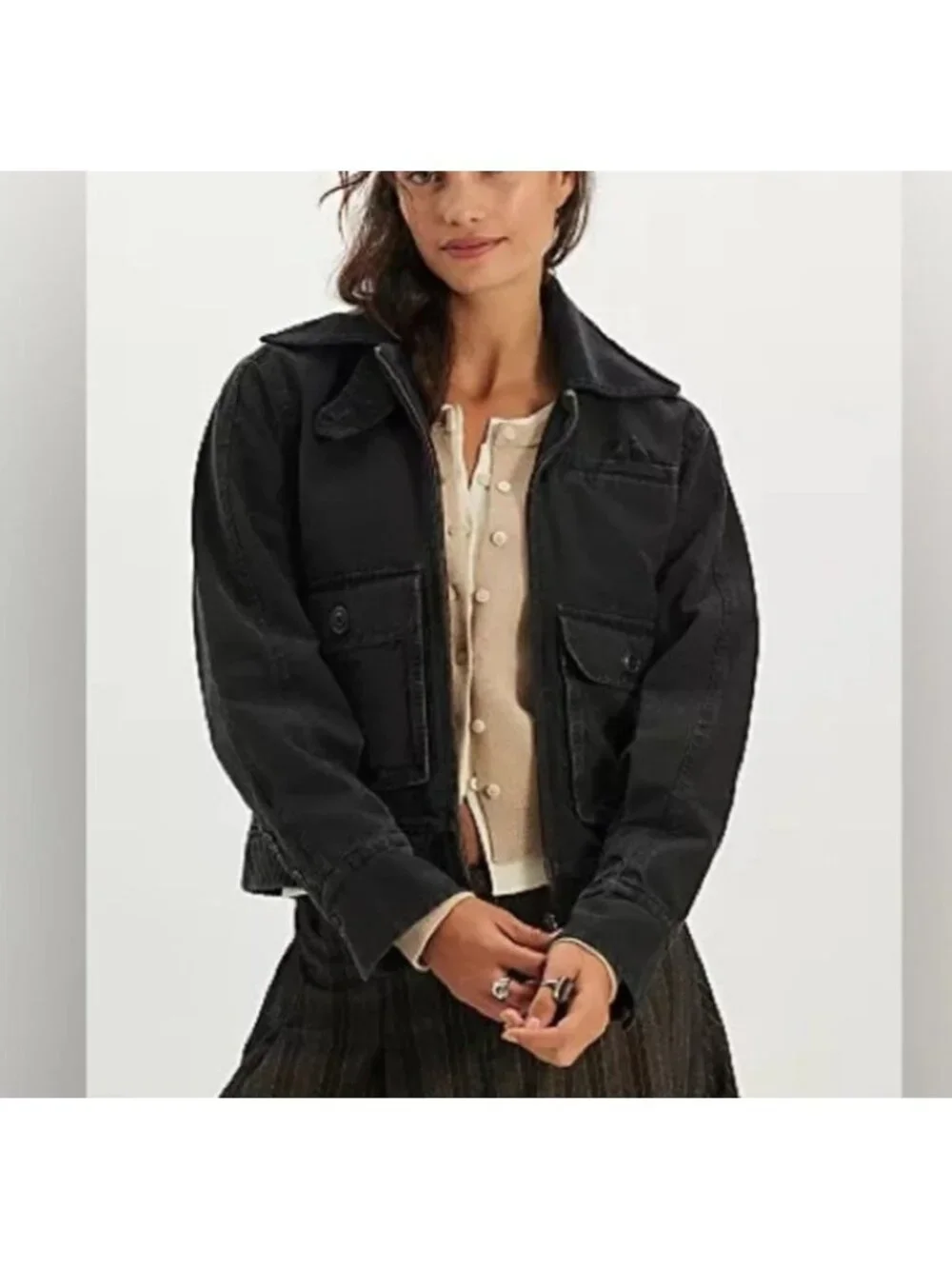 Free People Harley Jacket Denim Utility Streetwear Layering Vintage Womens XL - Picture 1 of 7